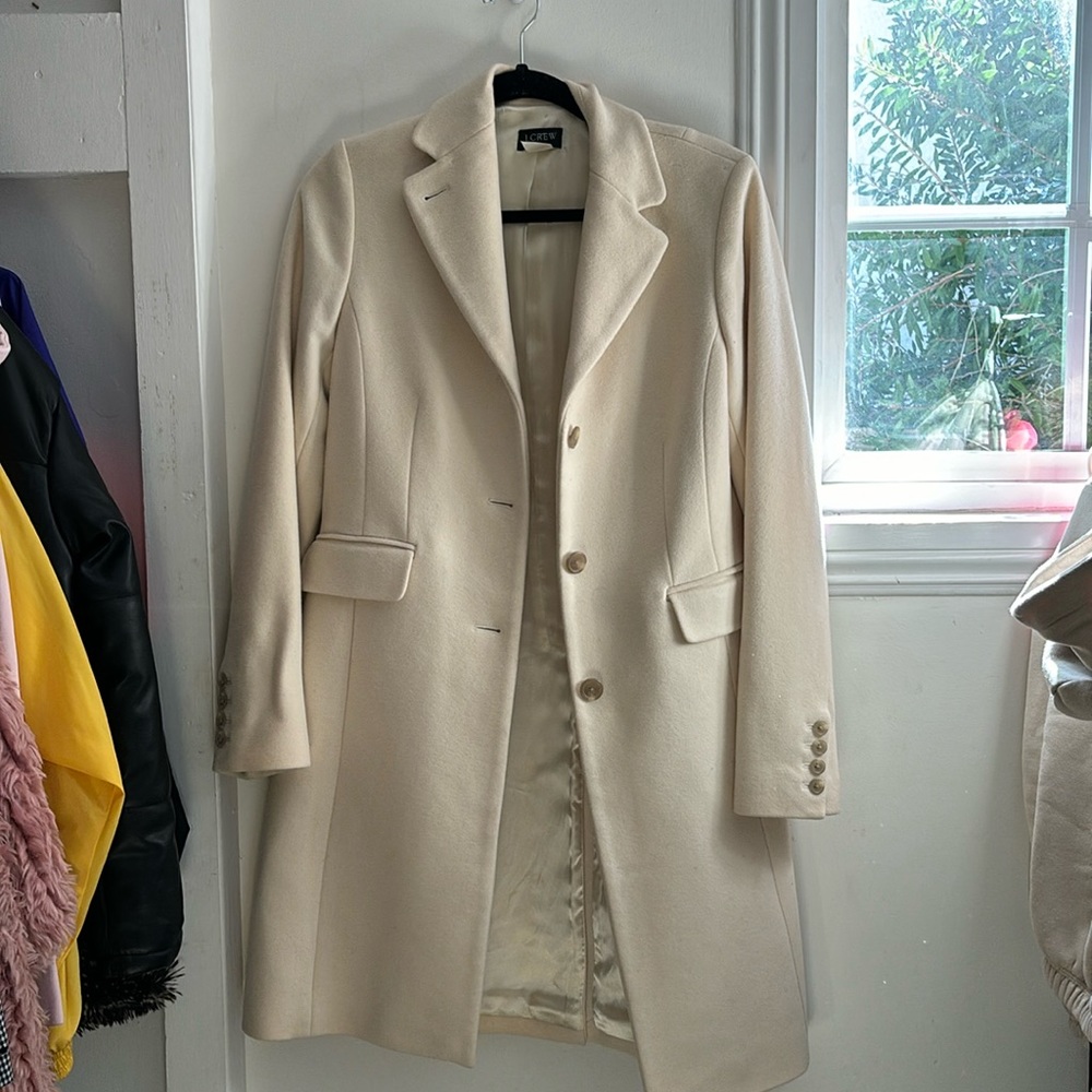J crew long wool and cashmere trench coat